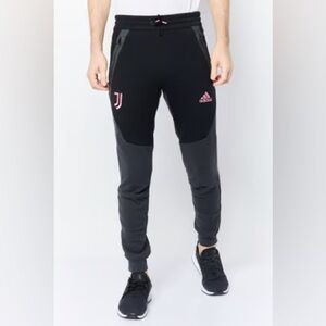 Men’s Adidas Juventus Black Gray Joggers with Pink Details | Size S